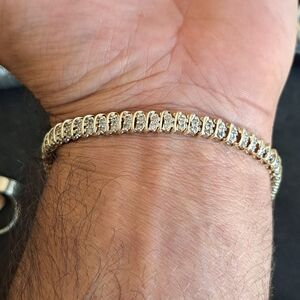 Gold and Silver Tennis Bracelet with Hidden Clasp